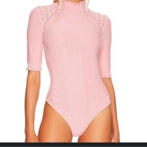 Free People Winter Warmer Solid Bodysuit Soft Fabrication with Mock Neckline